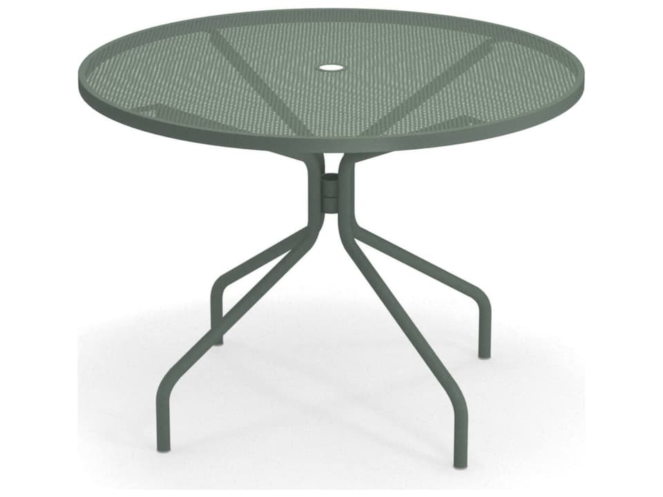 Cambi 42 Inch Round Steel Dining Table with Umbrella Hole