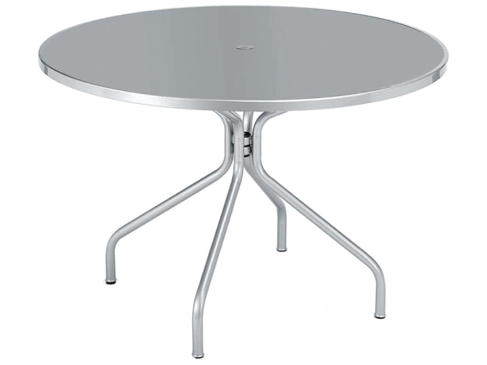 Drink Solid 36-Inch Round Steel Dining Table with Umbrella Hole by Aldo Ciabatti