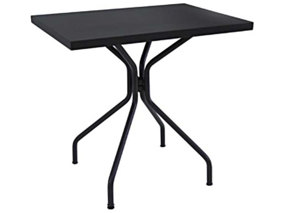 Solid Rectangular Indoor Outdoor Dining Table in Antique Iron Steel