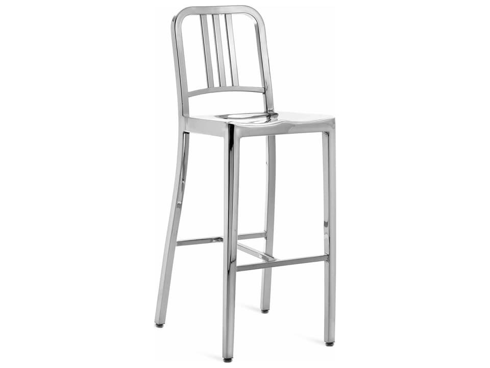 Emeco Navy Polished Aluminum Bar Stool