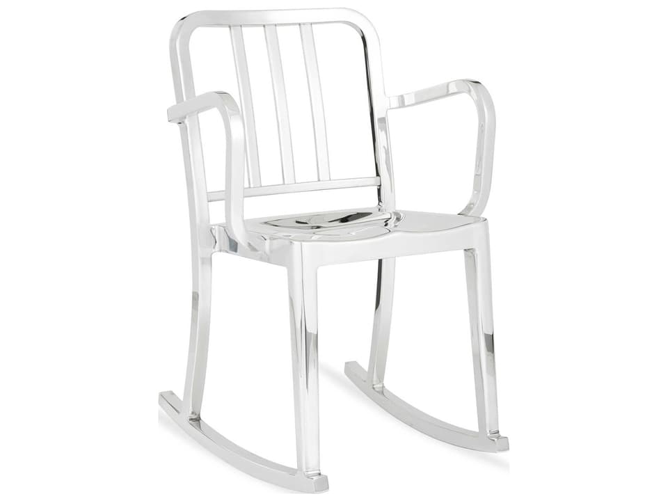 Emeco Heritage Polished Aluminum Rocker Dining Arm Chair