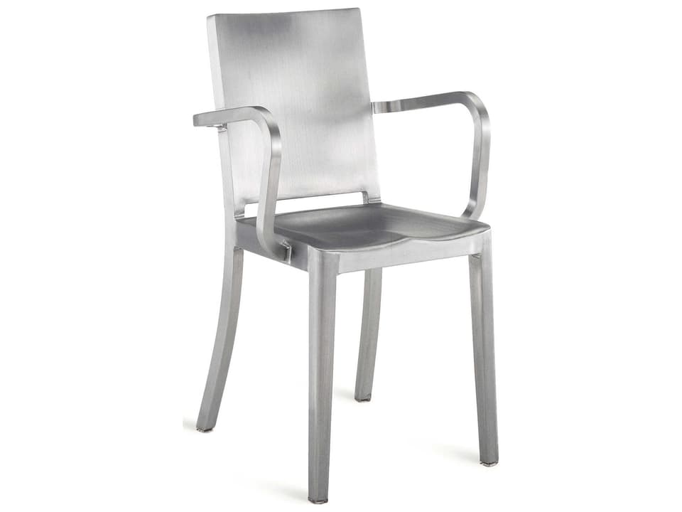 Hudson Brushed Aluminum Dining Arm Chair