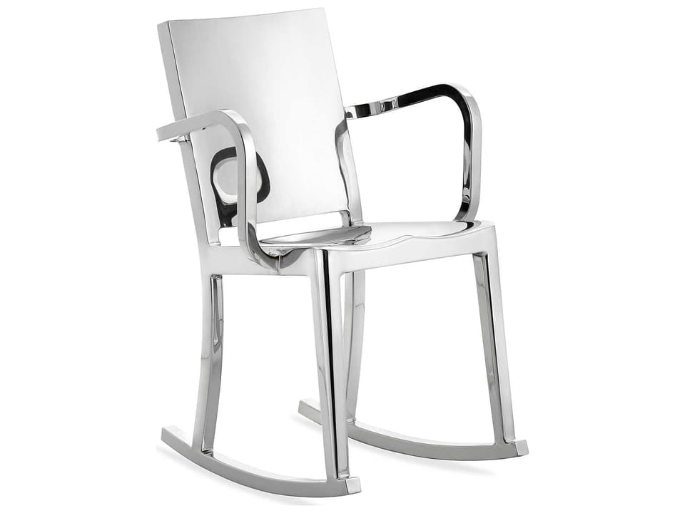 Emeco Hudson Polished Aluminum Rocker Dining Arm Chair