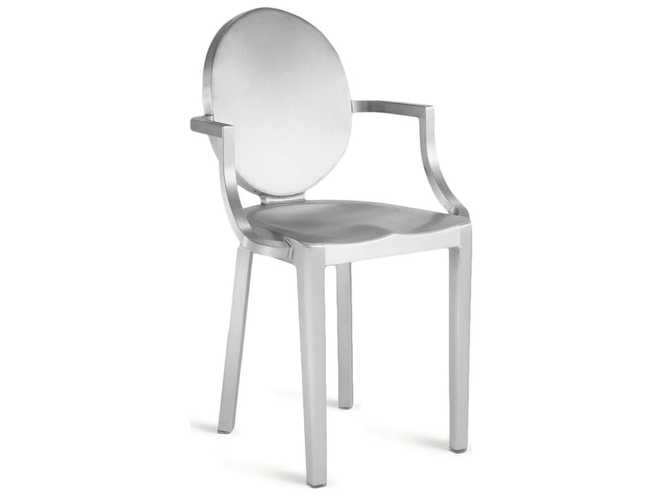 Kong Brushed Aluminum Dining Arm Chair