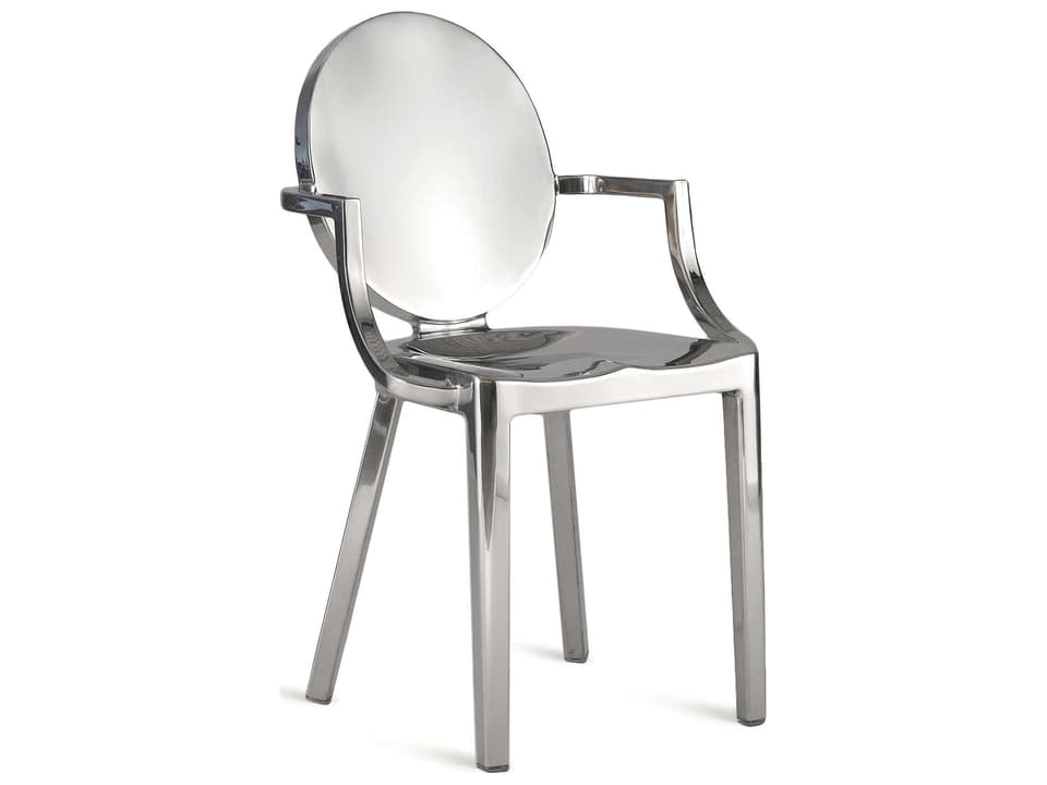 Kong Polished Aluminum Dining Arm Chair