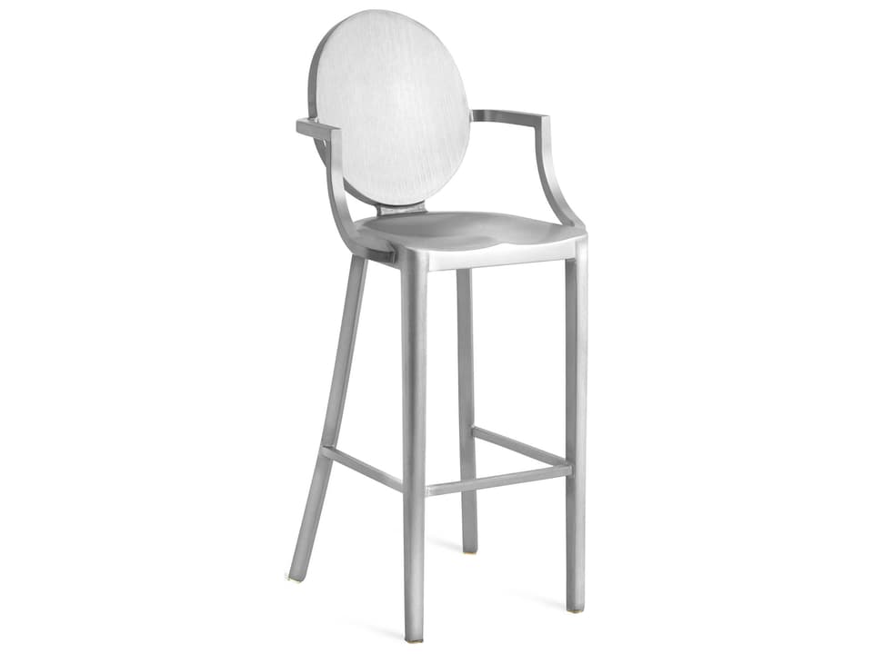 Kong 30-Inch Brushed Aluminum Bar Stool with Arms