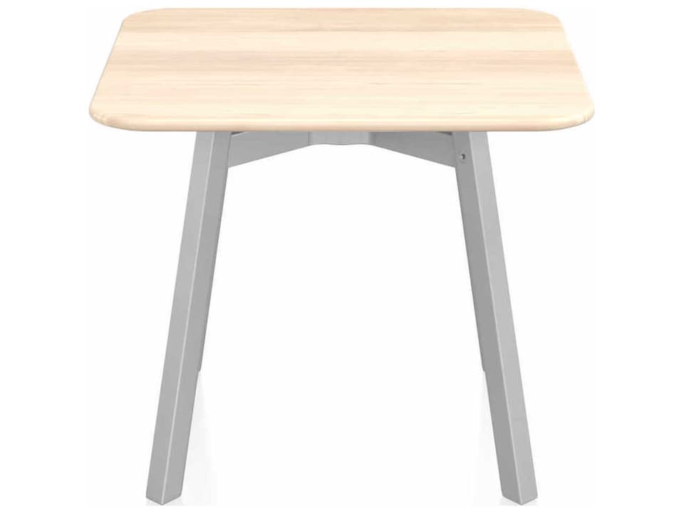 Emeco Su by Nendo 24 Inch Square Dining Table with Harvested Solid Wood Top