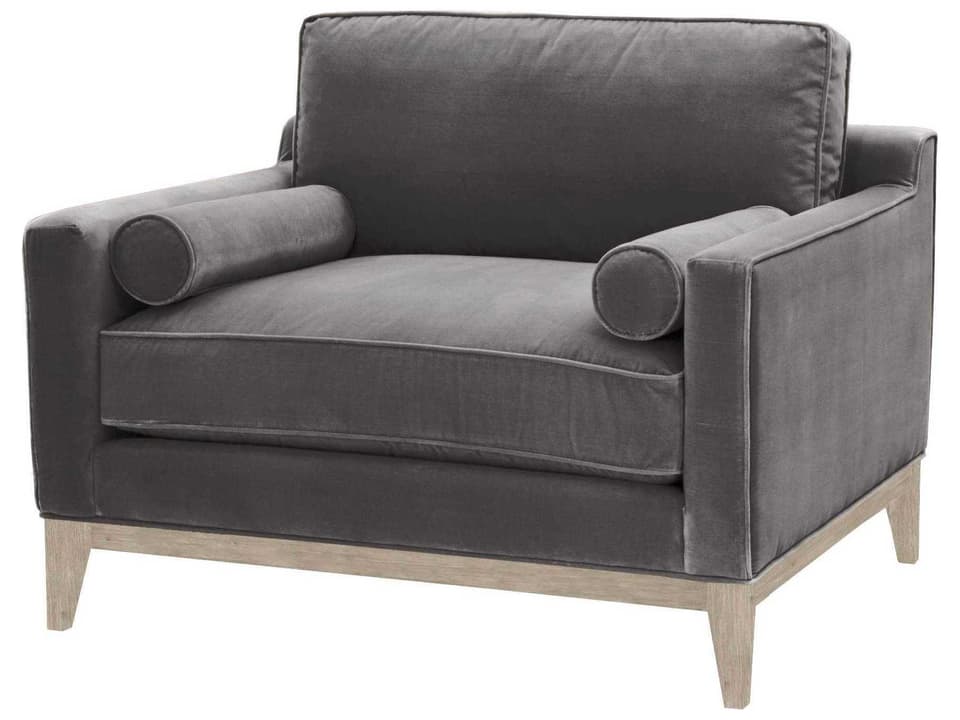 Parker Dark Dove Velvet Accent Chair with Natural Gray Oak Trim