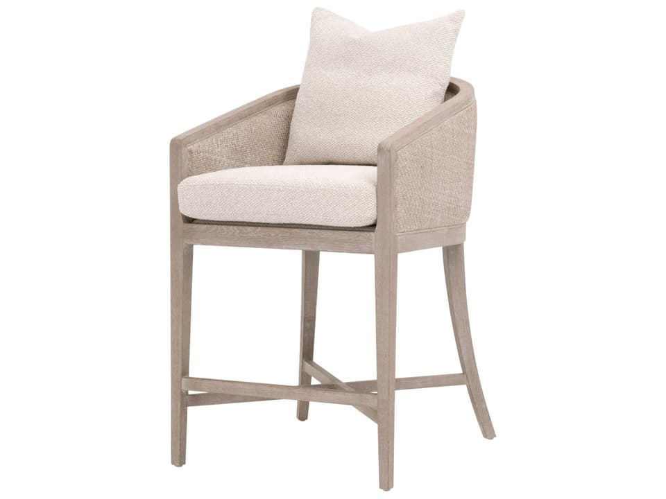 McGuire Counter Stool Natural Gray Oak Cane LiveSmart Linen