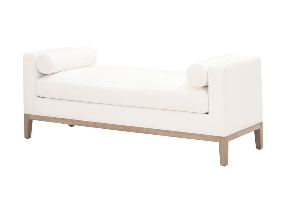 Keaton Upholstered Bench in LiveSmart Peyton Pearl Fabric