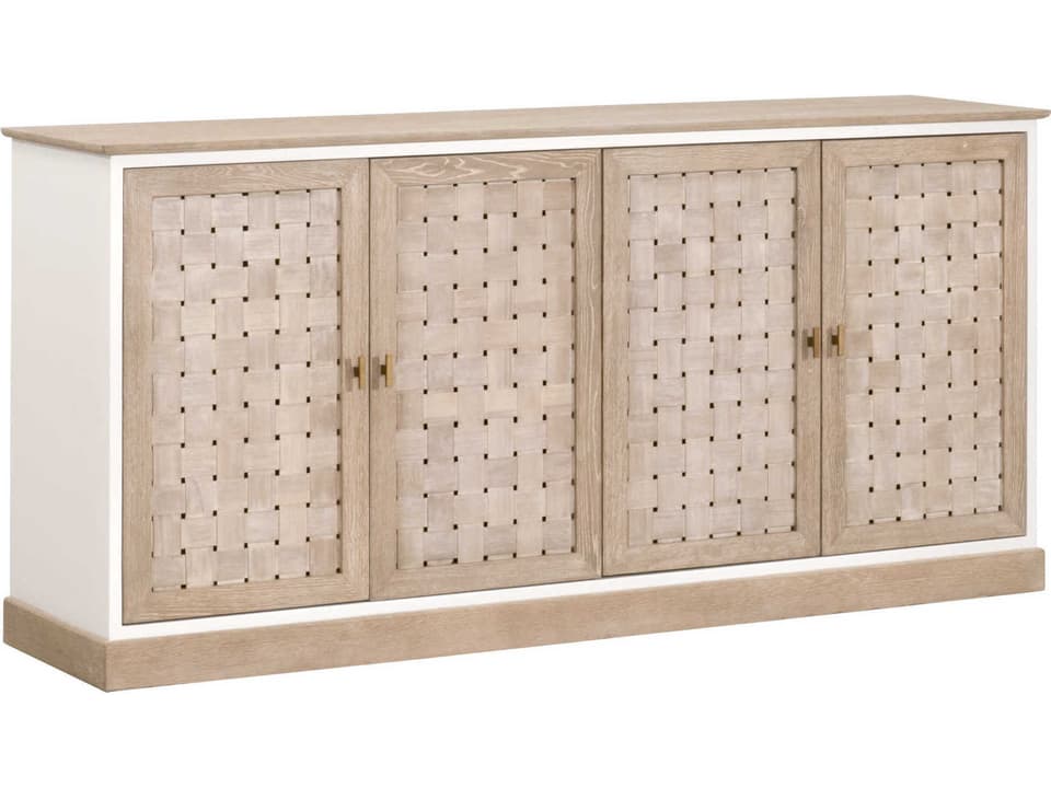 Respite Weave 74" Oak Wood Smoke Gray Media Console