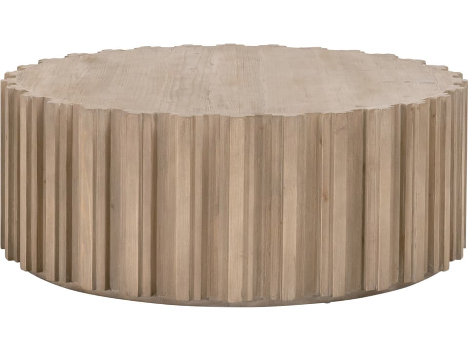 Roma Round Coffee Table in Smoke Gray Pine Wood