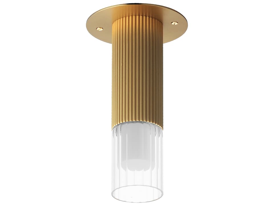 Reeds 1-Light Gold Cylinder Flush Mount
