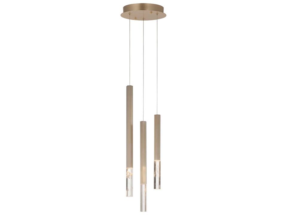 Diaphane 3-Light LED Multi-Light Pendant in Gold with Rock Crystal