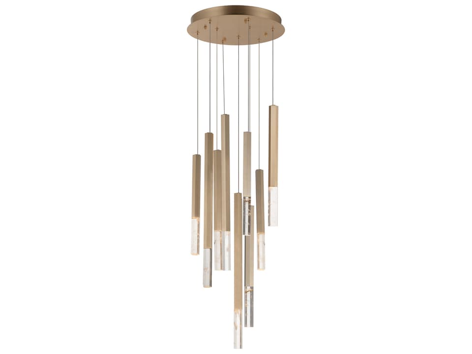 Diaphane Multi-Light Pendant in Gold with Rock Crystal