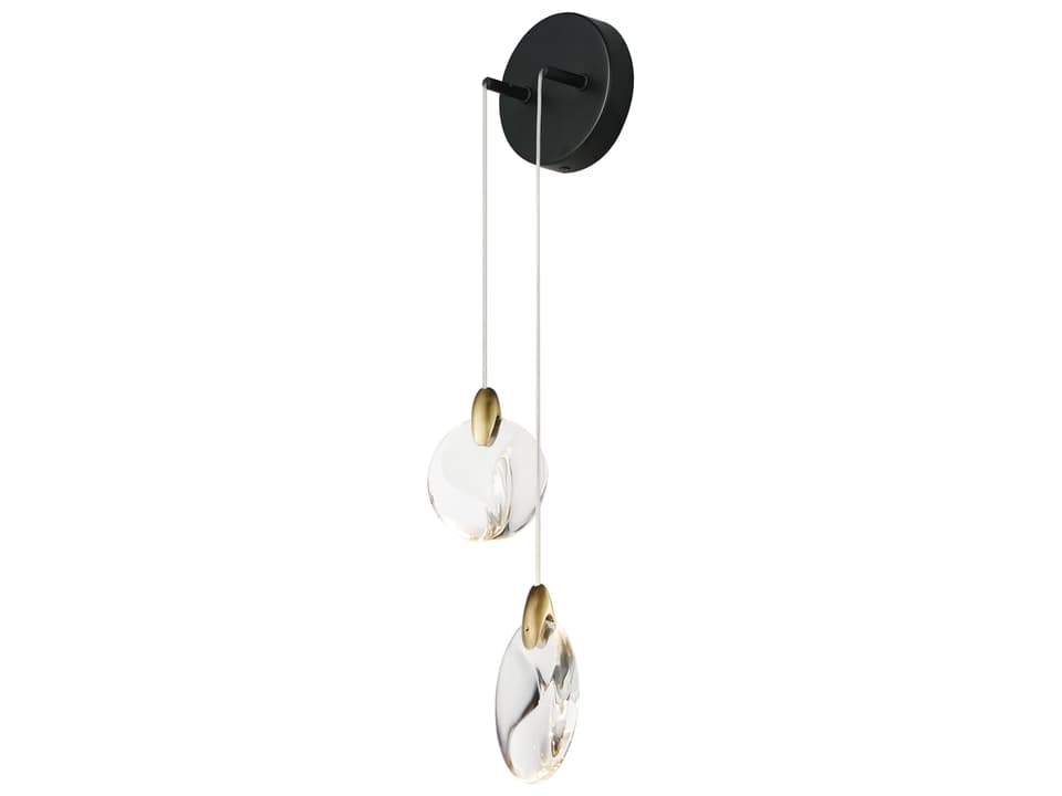 Pebble 2-Light Black Polished Gold Wall Sconce