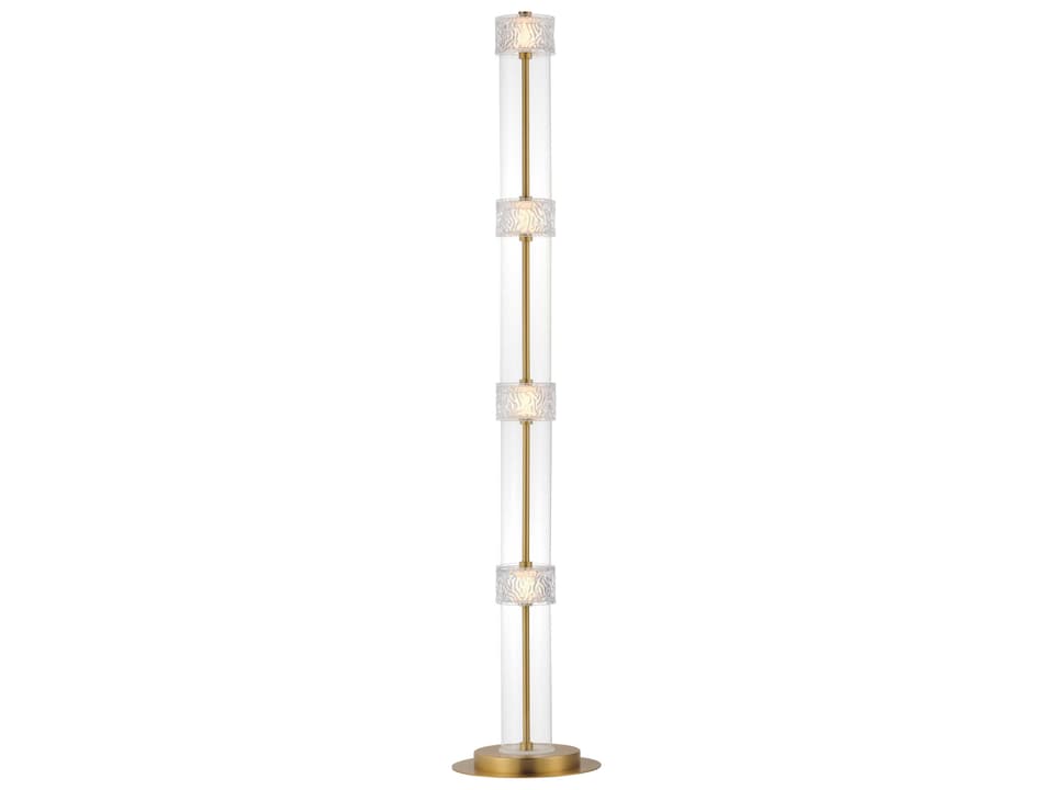 Elysian Natural Aged Brass Ripple Glass Floor Lamp