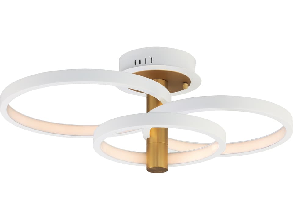 Hoopla 12-Light White Gold Geometric Round Semi Flush Mount