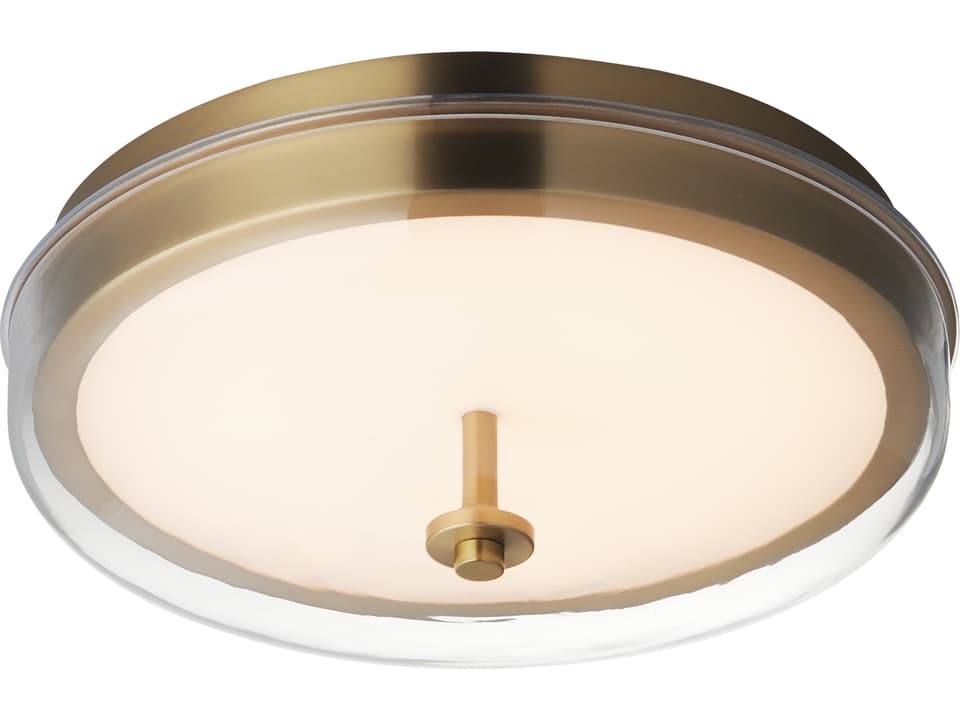 Voto 1-Light Natural Aged Brass Round Flush Mount