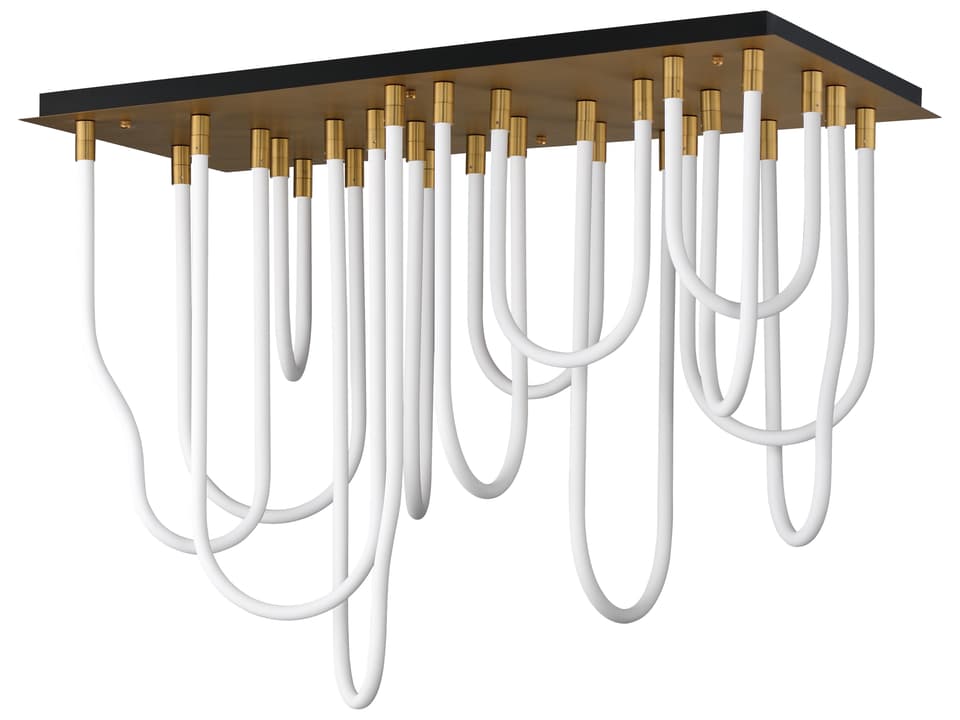 Soleil 14-Light Natural Aged Brass Linear Flush Mount