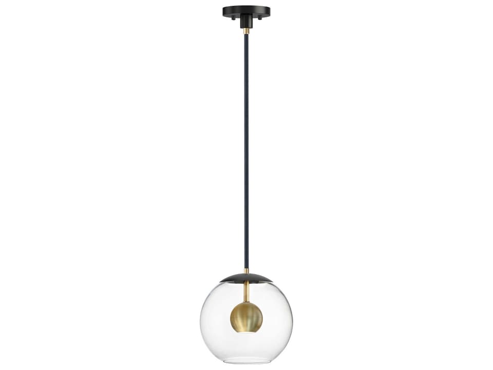 Nucleus LED Pendant in Black and Natural Aged Brass