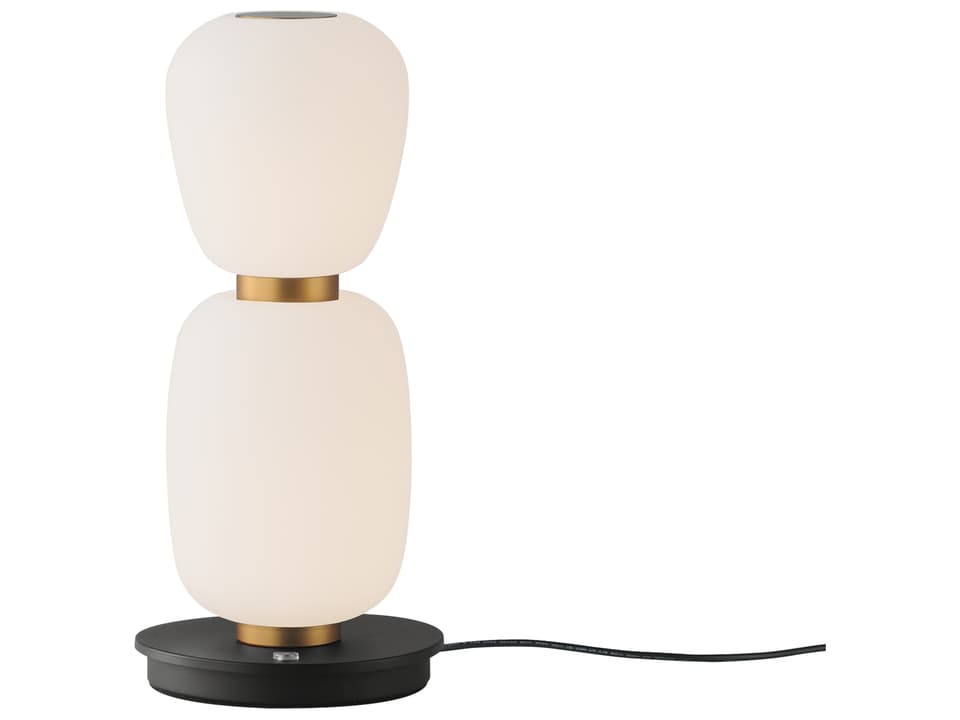Soji Black Gold Satin White Glass Table Lamp