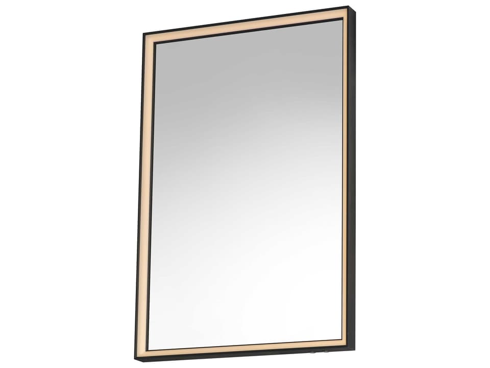 Bevel Brushed Black Rectangular Wall Mirror