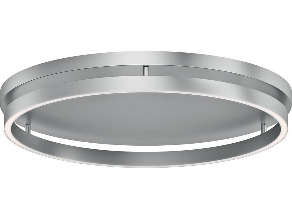Groove 1-Light Brushed Aluminum Silver Round Flush Mount