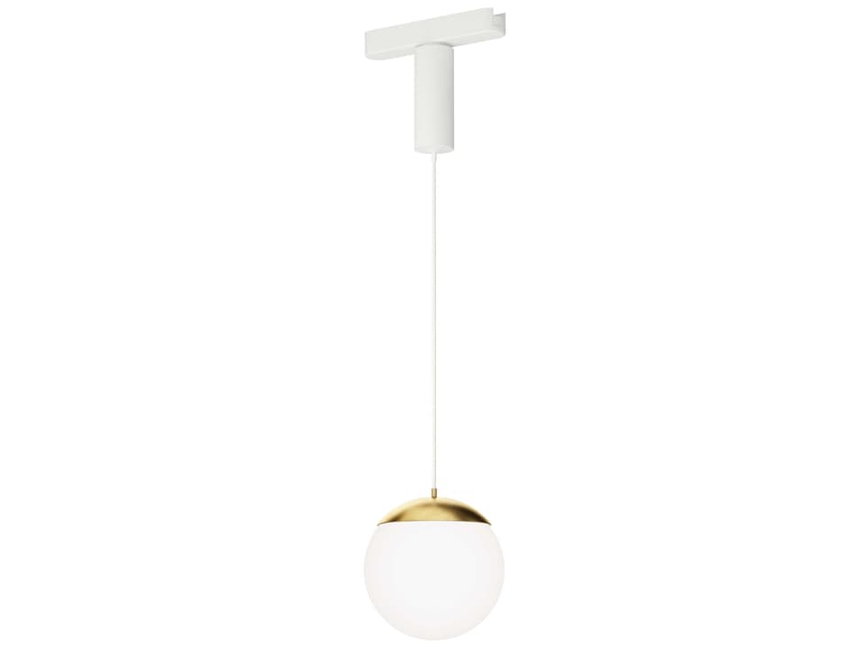 1-Light White Natural Aged Brass Globe Track & Rail Light