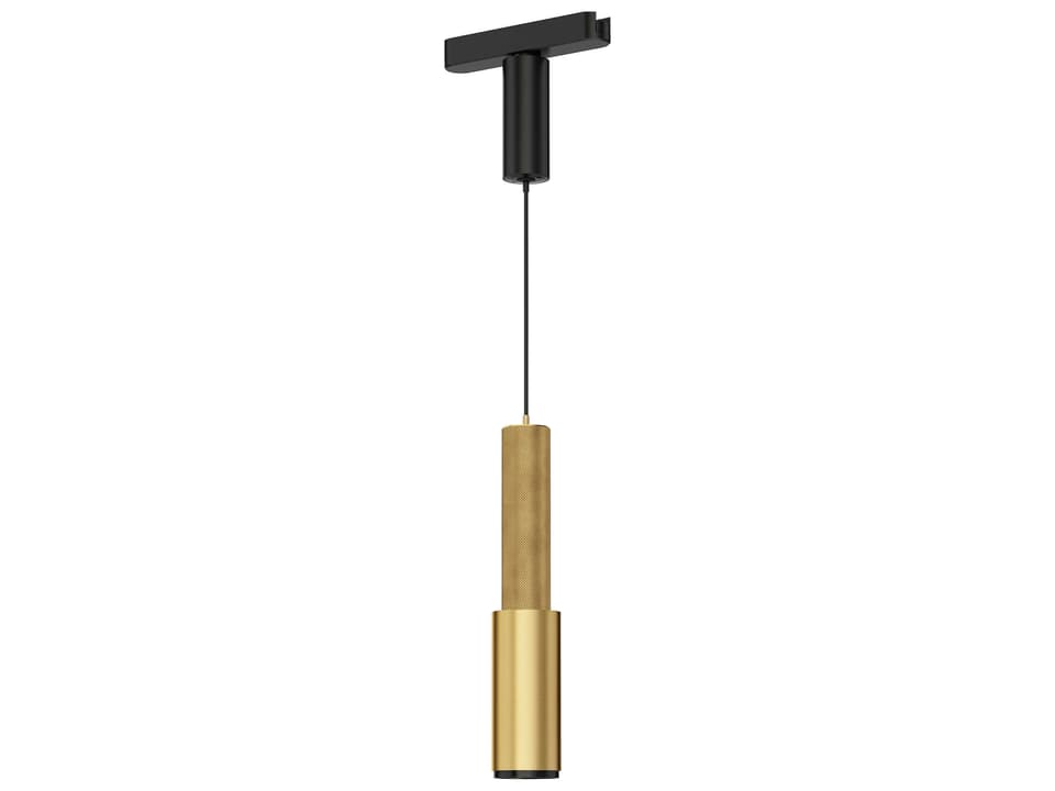 1-Light Natural Aged Brass Black Cylinder Track & Rail Light