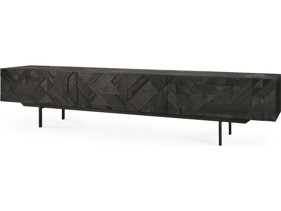 Graphic Teak Black Tv Cupboard