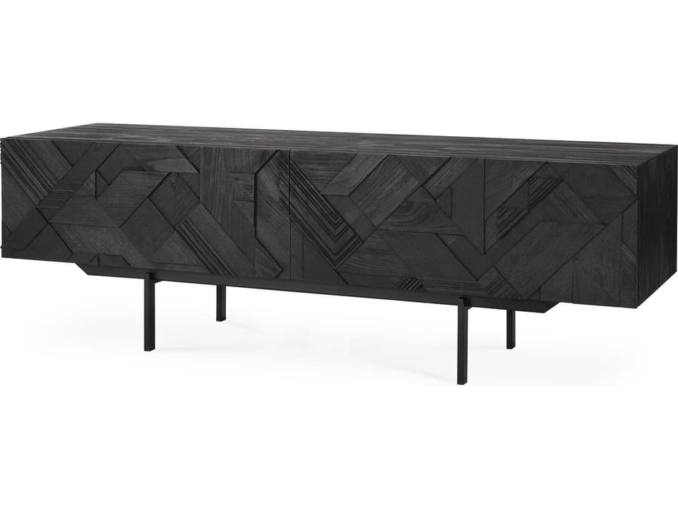 Graphic Teak Black Tv Cupboard