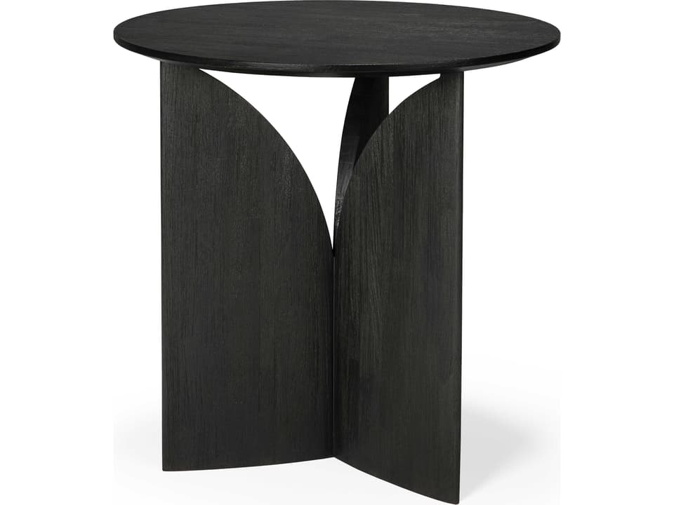 Fin Teak Side Table Black Tainted Solid Wood