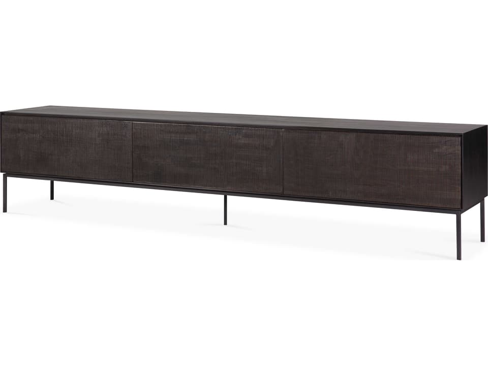 Grooves Teak Black Tv Cupboard
