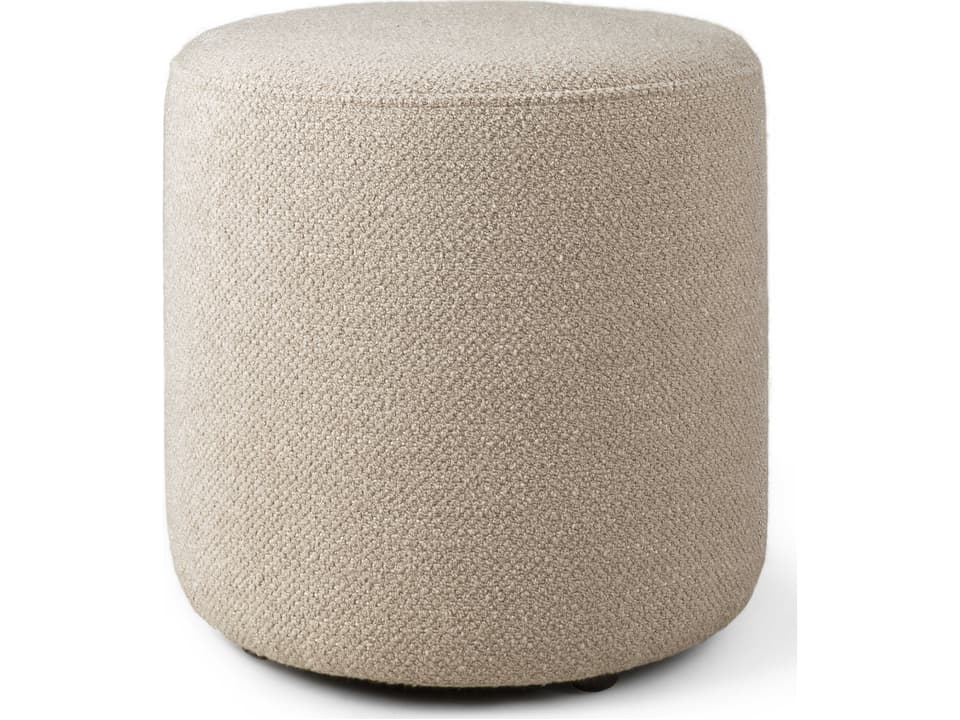 Barrow Off White Upholstered Pouf with Powder-Coated Metal Legs