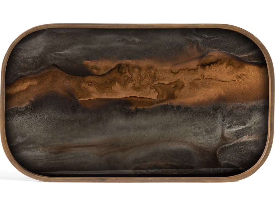 Organic Valet Tray Glass Bronze Rectangular Xl