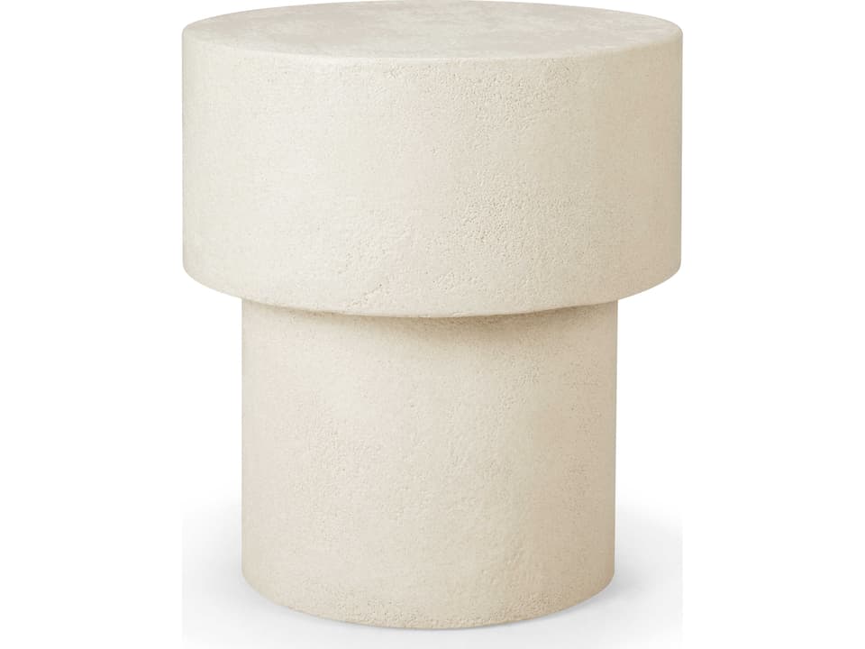 Elements Microcement Round Side Table in Off White