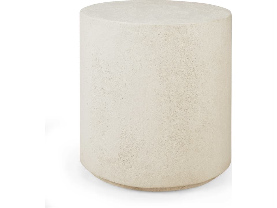 Elements Round End Table Microcement Off White