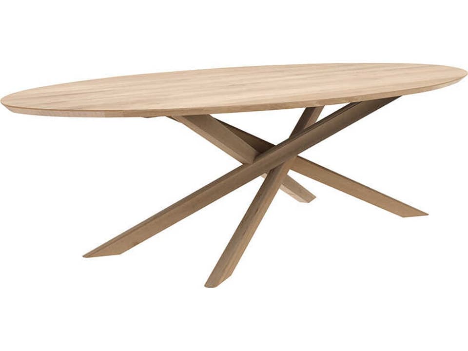 Mikado 105 Inch Rectangle Dining Table in Solid Oak with Sculptural Interlocking Base