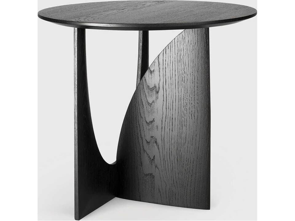 Geometric Side Table in Black Oak