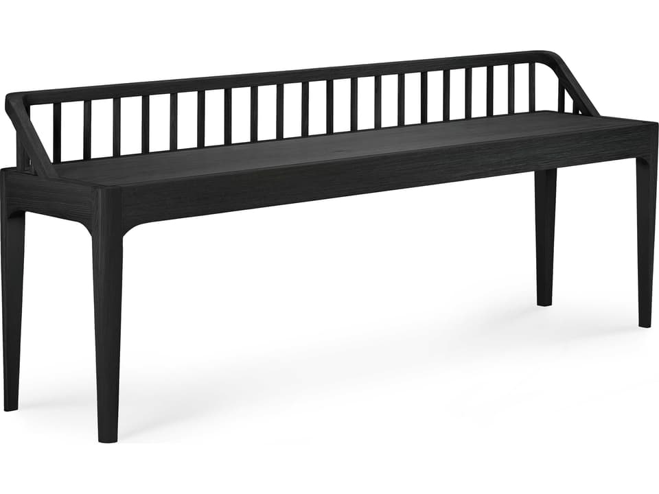 Spindle Oak Black Bench with Varnish Finish