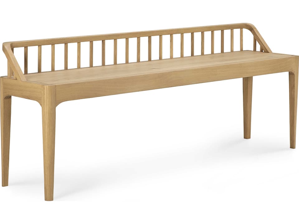 Spindle Solid Oak Bench with Varnish Finish