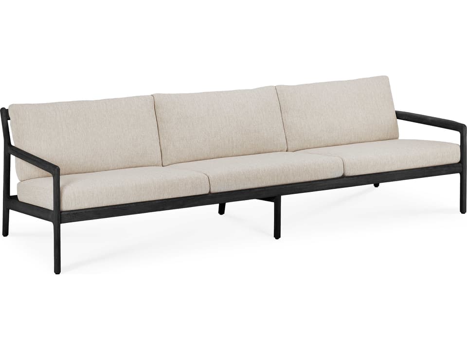 Ethnicraft Jack 3-Seat 104-Inch Teak Sofa Black with Natural Cushions