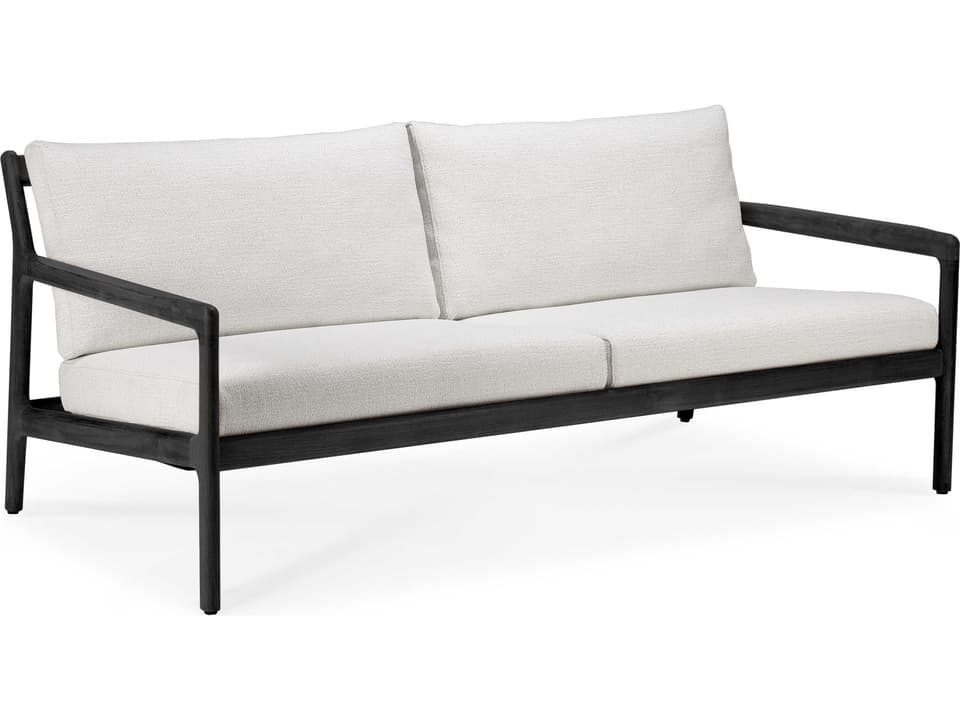 Jack Teak 2-Seater Sofa with Off White Cushions in Black