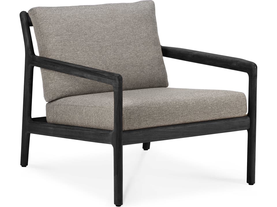 Jack Teak Lounge Chair with Black Frame and Mocha Cushions