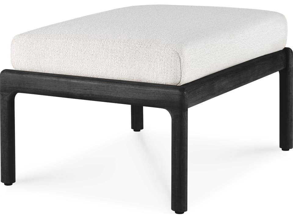 Jack Black Teak Outdoor Footstool with Natural Polypropylene Cushion