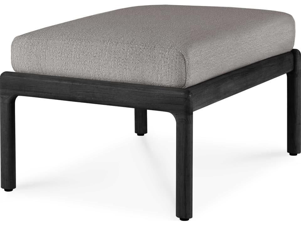 Jack Teak Outdoor Footstool in Black
