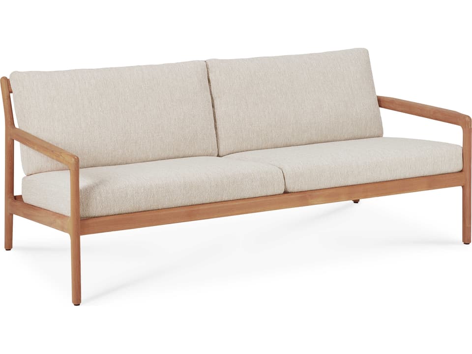 Ethnicraft Jack Teak 3-Seat Sofa with Natural Cushions
