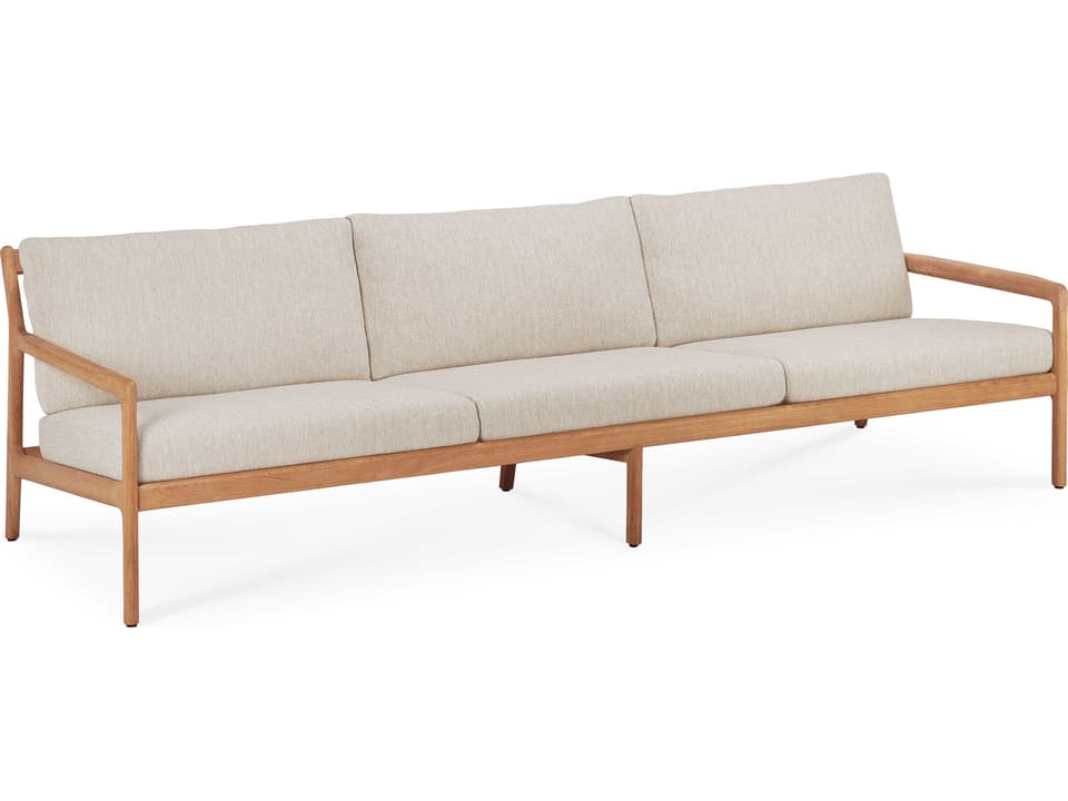 Jack Teak 3-Seater Sofa with Natural Polypropylene Cushions