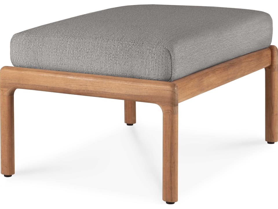 Jack Teak Outdoor Footstool with Mocha Cushion